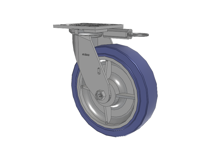 4 Series 2 Inch Wide Top Plate Swivel Caster with 8 x 2 HydroTech (Flat) Wheel