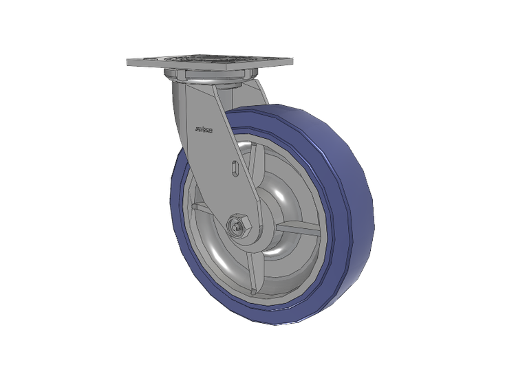 4 Series 2 Inch Wide Top Plate Swivel Caster with 8 x 2 HydroTech (Flat) Wheel