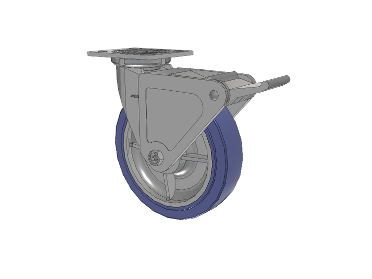 4 Series 2 Inch Wide Top Plate Swivel Caster with 8 x 2 HydroTech (Flat) Wheel and Tech Lock Brake