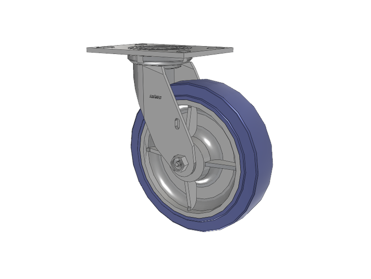 4 Series 2 Inch Wide Top Plate Swivel Caster with 8 x 2 HydroTech (Flat) Wheel