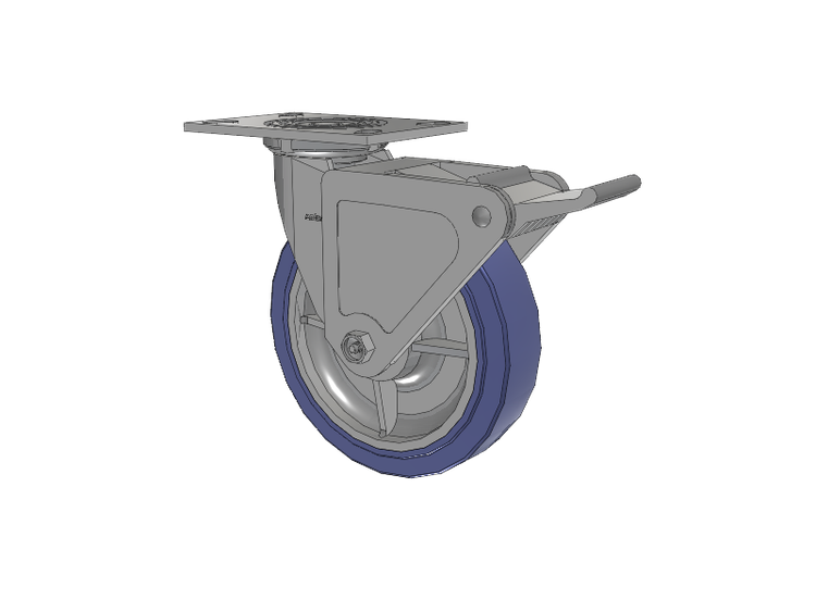 4 Series 2 Inch Wide Top Plate Swivel Caster with 8 x 2 HydroTech (Flat) Wheel and Tech Lock Brake