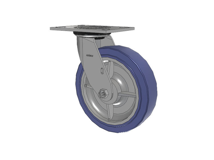 4 Series 2 Inch Wide Top Plate Swivel Caster with 8 x 2 HydroTech (Flat) Wheel
