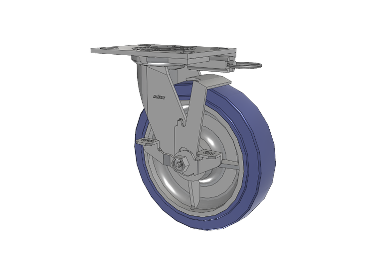 4 Series 2 Inch Wide Top Plate Swivel Caster with 8 x 2 HydroTech (Flat) Wheel and Top Lock Brake