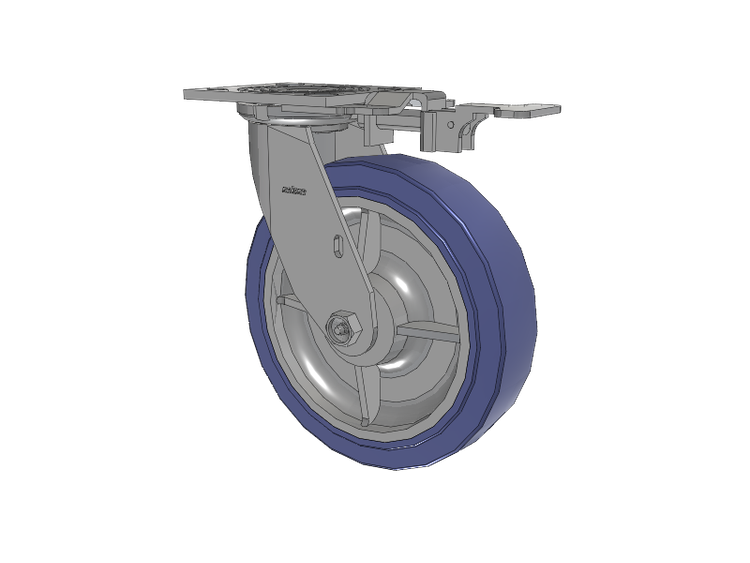 4 Series 2 Inch Wide Top Plate Swivel Caster with 8 x 2 HydroTech (Flat) Wheel