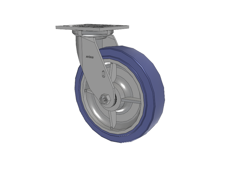 4 Series 2 Inch Wide Top Plate Swivel Caster with 8 x 2 HydroTech (Flat) Wheel