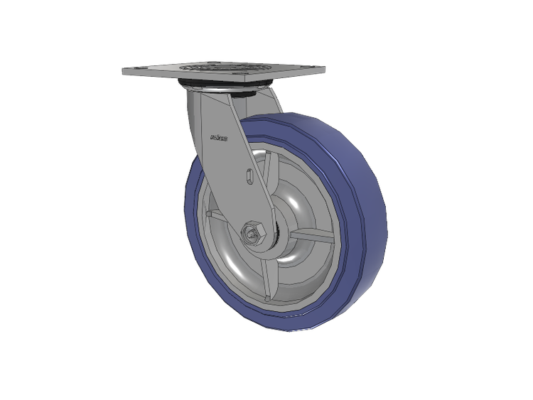 4 Series 2 Inch Wide Top Plate Swivel Caster with 8 x 2 HydroTech (Flat) Wheel