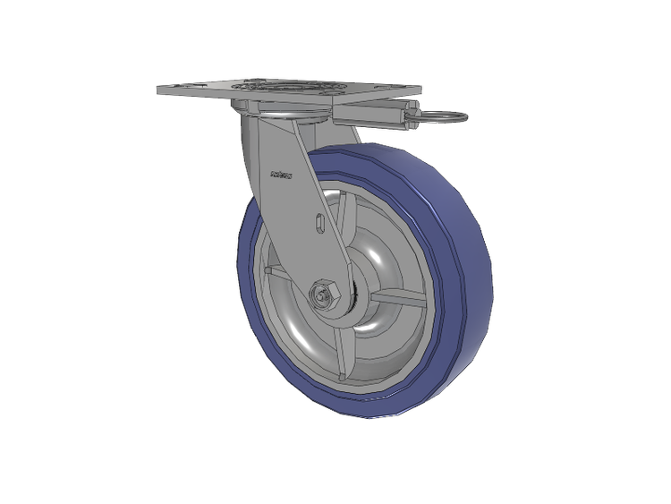 4 Series 2 Inch Wide Top Plate Swivel Caster with 8 x 2 HydroTech (Flat) Wheel