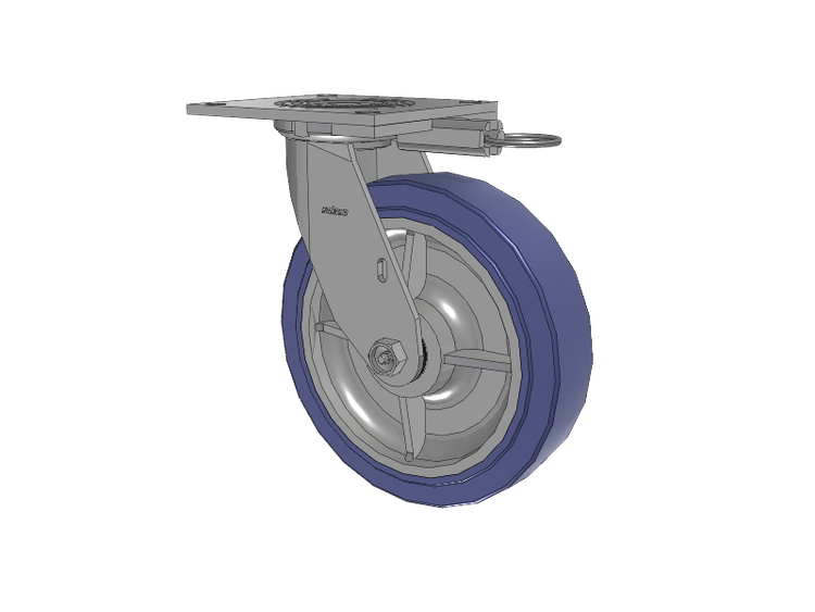 4 Series 2 Inch Wide Top Plate Swivel Caster with 8 x 2 HydroTech (Flat) Wheel