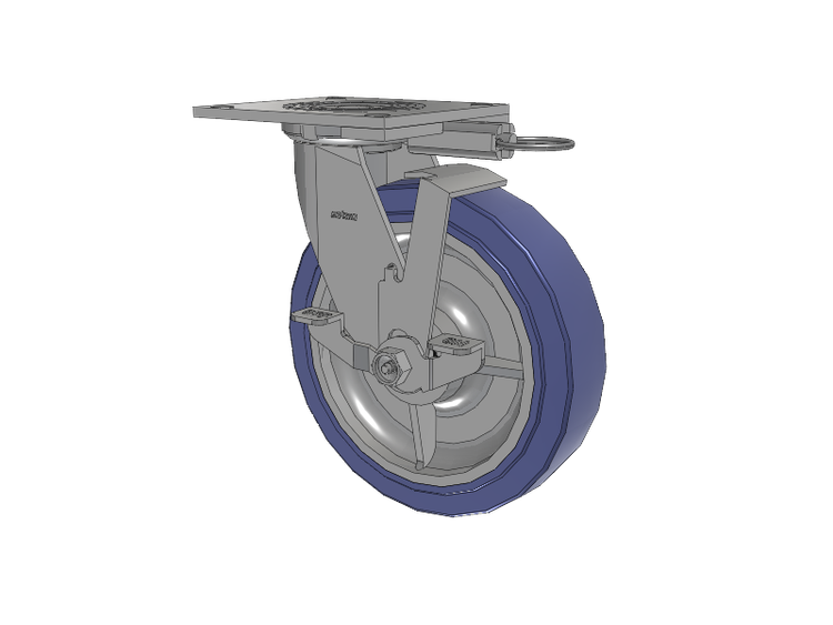 4 Series 2 Inch Wide Top Plate Swivel Caster with 8 x 2 HydroTech (Flat) Wheel and Top Lock Brake