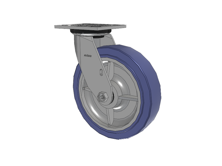 4 Series 2 Inch Wide Top Plate Swivel Caster with 8 x 2 HydroTech (Flat) Wheel