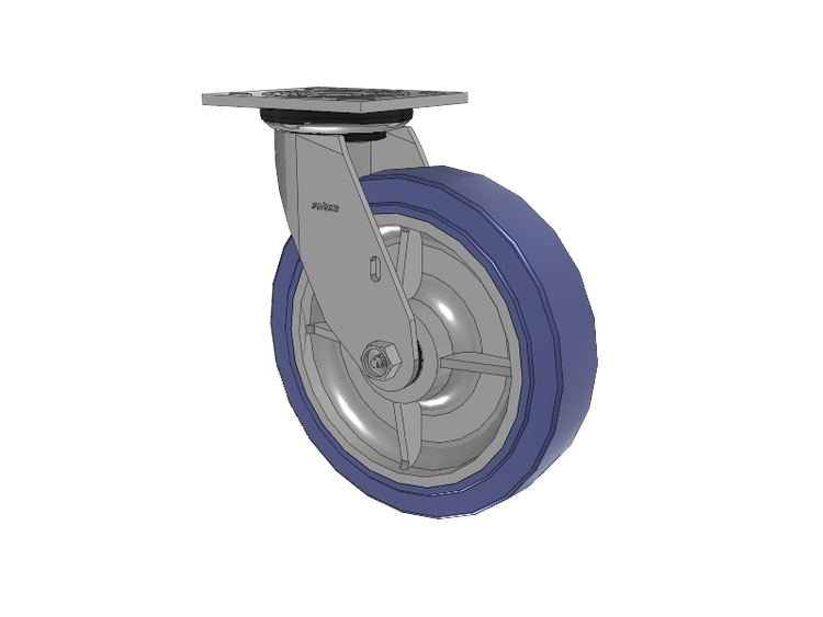 4 Series 2 Inch Wide Top Plate Swivel Caster with 8 x 2 HydroTech (Flat) Wheel