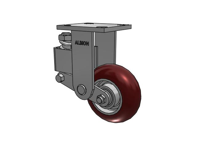 40 Series Top Plate Rigid Caster with 5 x 2 Maroon Tread on Aluminum Core AX - Round Polyurethane (Aluminum Core) Wheel
