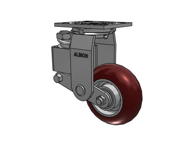 Roulette pivotante à plaque supérieure de la série 40 avec bande de roulement marron 5 x 2 sur noyau en aluminium AX - Roue ronde en polyuréthane (noyau en aluminium)