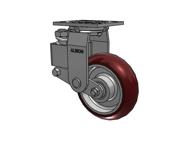 40 Series Top Plate Swivel Caster with 6 x 2 Maroon Tread on Aluminum Core AX - Round Polyurethane (Aluminum Core) Wheel