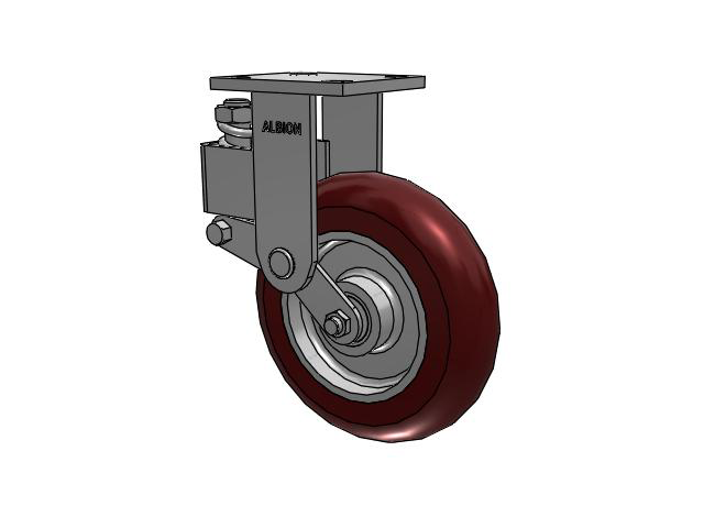 40 Series Top Plate Rigid Caster with 8 x 2 Maroon Tread on Aluminum Core AX - Round Polyurethane (Aluminum Core) Wheel