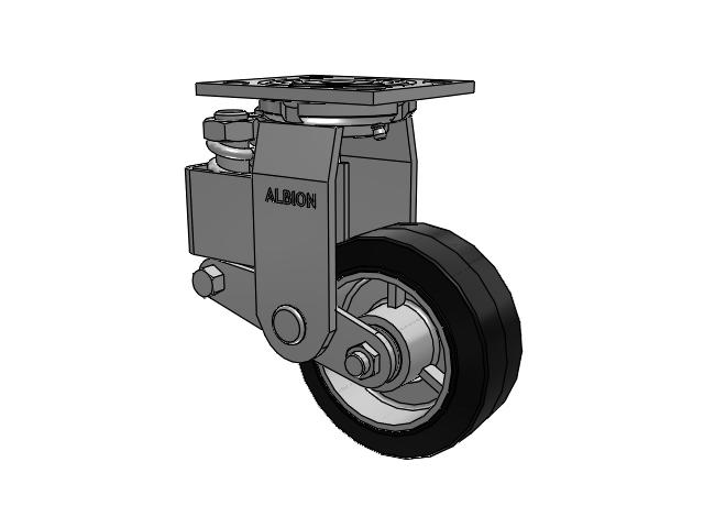 40 Series Top Plate Swivel Caster with 5 x 2 Black Tread on Aluminum Core MD - Moldon Rubber (Aluminum Core) Wheel