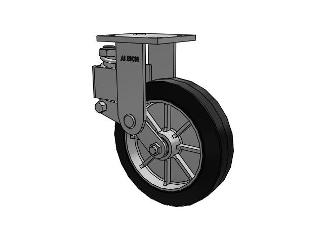40 Series Top Plate Rigid Caster with 8 x 2 Black Tread on Aluminum Core MD - Moldon Rubber (Aluminum Core) Wheel