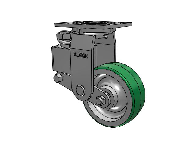 40 Series Top Plate Swivel Caster with 5 x 2 Green Tread on Aluminum Core PD - Polyurethane (Aluminum Core) Wheel