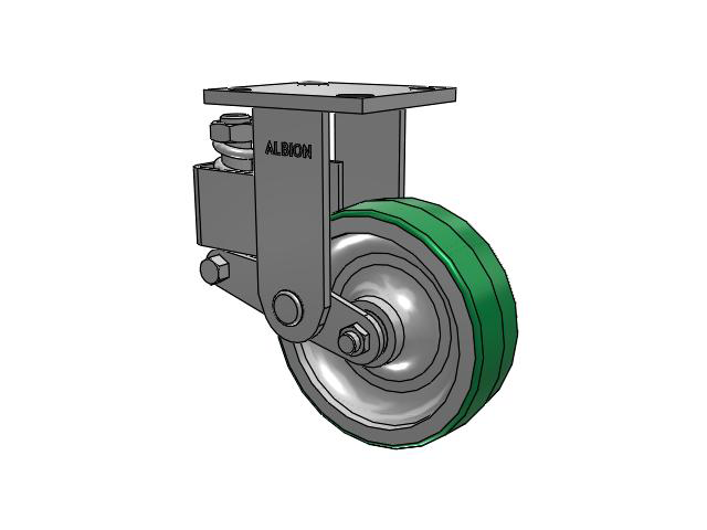 40 Series Top Plate Rigid Caster with 6 x 2 Green Tread on Aluminum Core PD - Polyurethane (Aluminum Core) Wheel