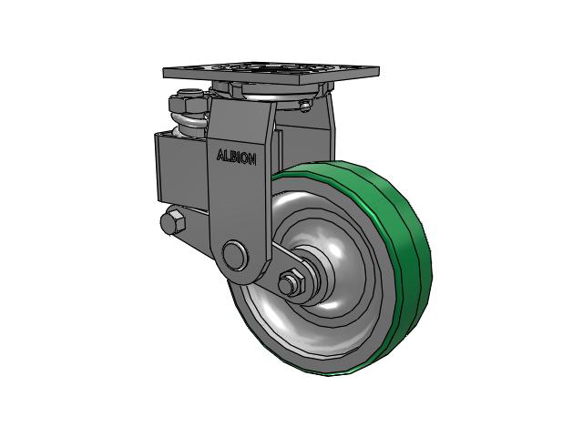 40 Series Top Plate Swivel Caster with 6 x 2 Green Tread on Aluminum Core PD - Polyurethane (Aluminum Core) Wheel