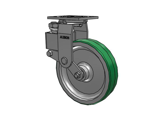 40 Series Top Plate Swivel Caster with 8 x 2 Green Tread on Aluminum Core PD - Polyurethane (Aluminum Core) Wheel