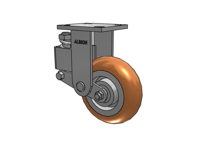40 Series Top Plate Rigid Caster with 6 x 2 Green Tread on Aluminum Core PM - Round Polyurethane (Aluminum Core) Wheel