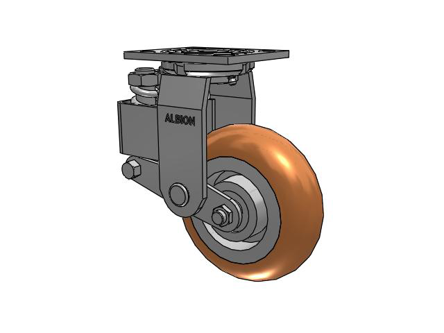 40 Series Top Plate Swivel Caster with 6 x 2 Green Tread on Aluminum Core PM - Round Polyurethane (Aluminum Core) Wheel