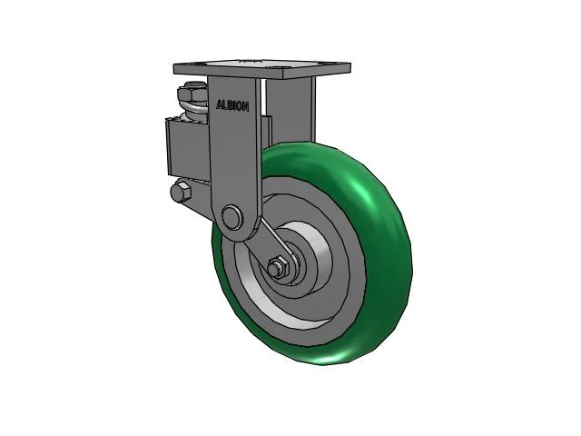 40 Series Top Plate Rigid Caster with 8 x 2 Green Tread on Aluminum Core PM - Round Polyurethane (Aluminum Core) Wheel