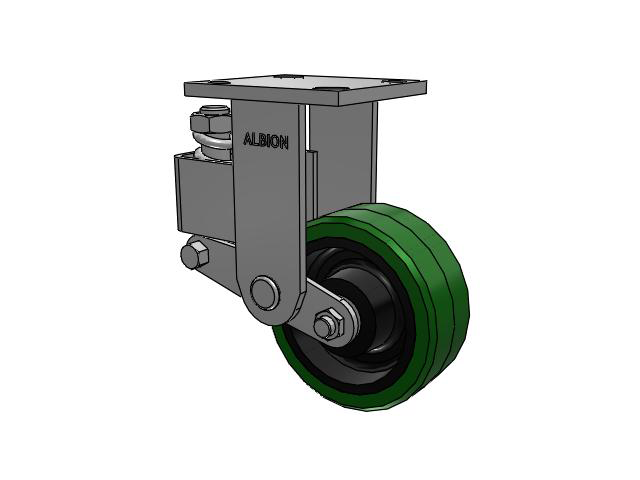 40 Series Top Plate Rigid Caster with 5 x 2 Green Tread on Black Cast Iron Core PY - Polyurethane (Cast Iron Core) Wheel