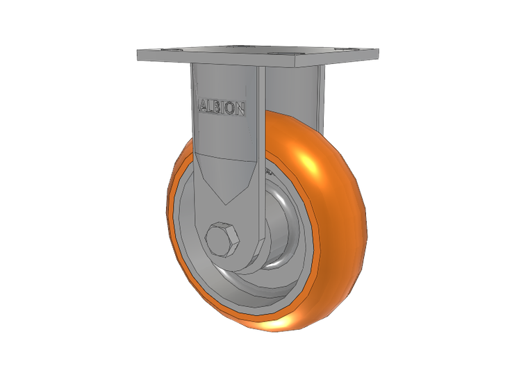 16 Series Top Plate Rigid Caster with 6 x 2 Orange Tread on Aluminum Core AN - Round Polyurethane (Aluminum Core) Wheel