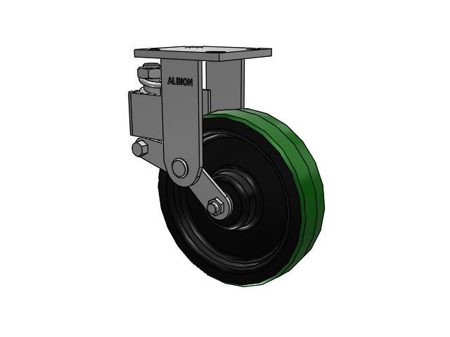 40 Series Top Plate Rigid Caster with 8 x 2 Green Tread on Black Cast Iron Core PY - Polyurethane (Cast Iron Core) Wheel