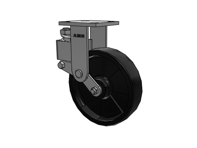 40 Series Top Plate Rigid Caster with 8 x 2 Black Polypropylene RT - Glass-Filled Polypropylene Wheel