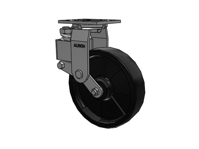 40 Series Top Plate Swivel Caster with 8 x 2 Black Polypropylene RT - Glass-Filled Polypropylene Wheel