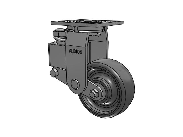 40 Series Top Plate Swivel Caster with 5 x 2 Grey Elastomer SE - Solid Elastomer Wheel