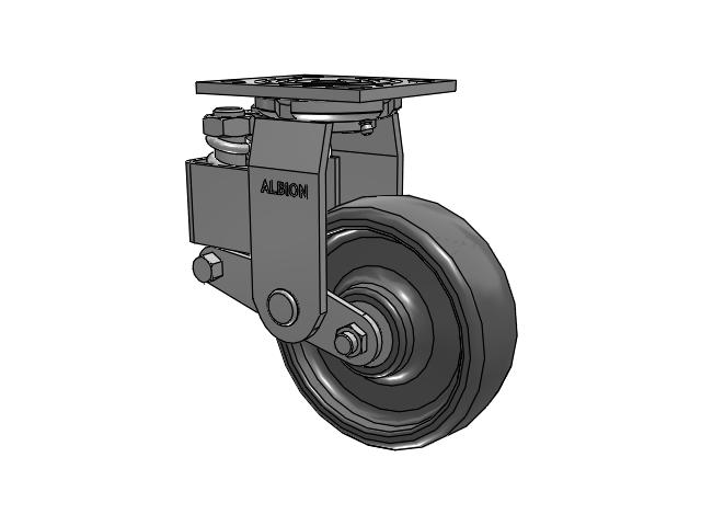 40 Series Top Plate Swivel Caster with 6 x 2 Grey Elastomer SE - Solid Elastomer Wheel