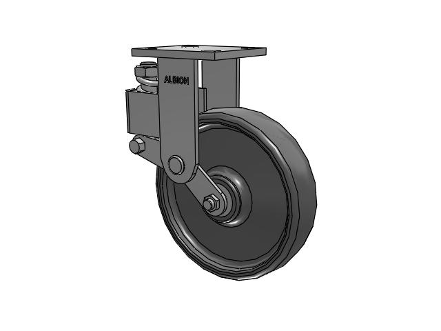 40 Series Top Plate Rigid Caster with 8 x 2 Grey Elastomer SE - Solid Elastomer Wheel