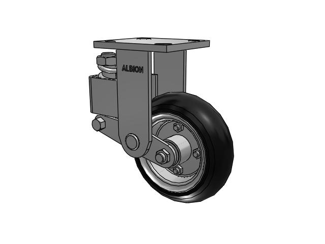 40 Series Top Plate Rigid Caster with 6 x 2 Black Tread on Zinc-plated Hub SZ - Semi-Pneumatic Monoprene (Black) Wheel