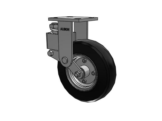 40 Series Top Plate Rigid Caster with 8 x 2 Black Tread on Zinc-plated Hub SZ - Semi-Pneumatic Monoprene (Black) Wheel