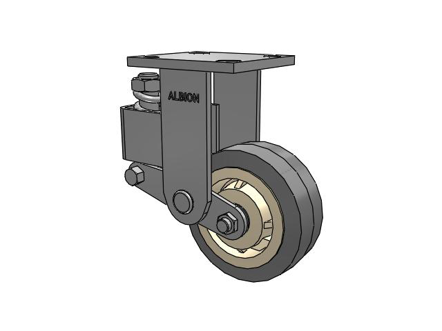 40 Series Top Plate Rigid Caster with 5 x 2 Grey Tread on Grey Core XS - X-tra Soft Rubber (Flat) - Prevenz Antimicrobial Wheel