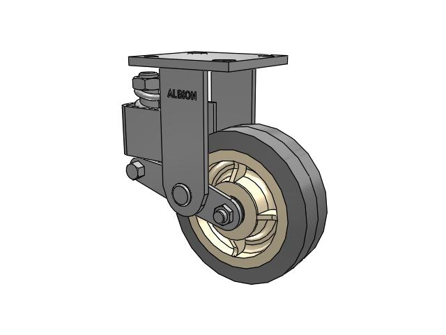 40 Series Top Plate Rigid Caster with 6 x 2 Grey Tread on Grey Core XS - X-tra Soft Rubber (Flat) - Prevenz Antimicrobial Wheel
