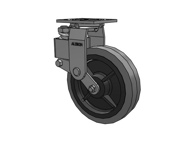 40 Series Top Plate Swivel Caster with 8 x 2 Grey Tread on Grey Core XS - Performa X-tra Soft Rubber (Flat) - Prevenz Antimicrobial Wheel