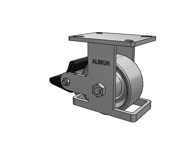 Roulette rigide à plaque supérieure de la série 410 avec roue émaillée grise 6 x 3 CA – Roue en fonte et frein intégré Poly Lock