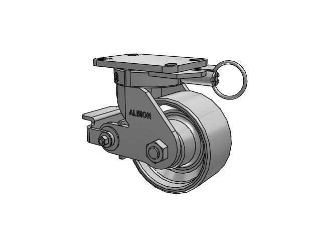 410 Series Top Plate Swivel Caster with 6 x 3 Grey Enamel CA - Cast Iron Wheel and Poly Cam Brake