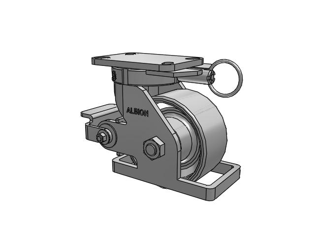 Roulette pivotante à plaque supérieure de la série 410 avec roue émaillée grise 6 x 3 CA - Roue en fonte et frein à came en polyuréthane
