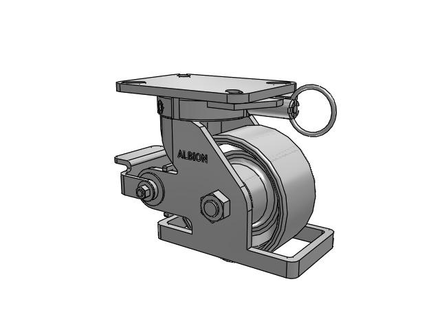 Roulette pivotante à plaque supérieure de la série 410 avec roue émaillée grise 6 x 3 CA - Roue en fonte et frein à came en polyuréthane