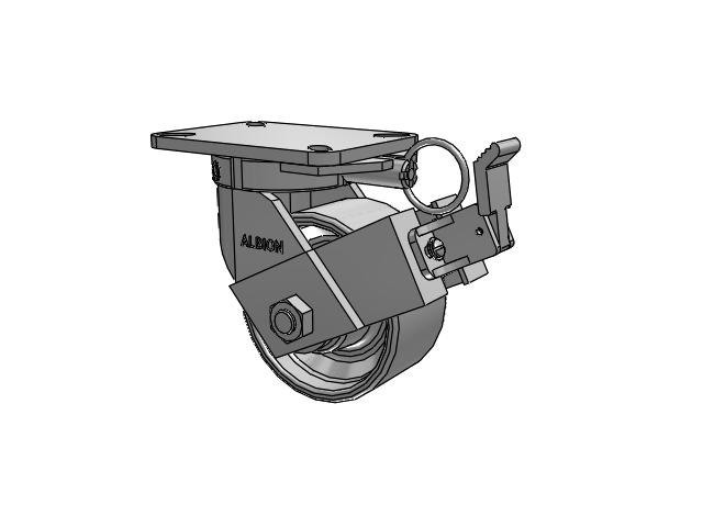 410 Series Top Plate Swivel Caster with 6 x 3 Grey Enamel CA - Cast Iron Wheel and Face Brake