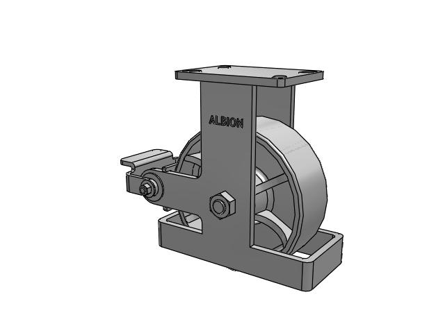 410 Series Top Plate Rigid Caster with 8 x 3 Grey Enamel CA - Cast Iron Wheel and Poly Cam Brake
