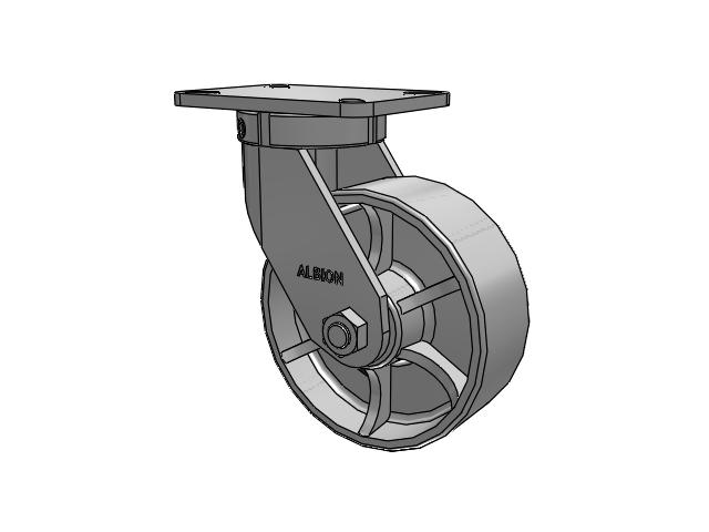 410 Series Top Plate Swivel Caster with 8 x 3 Grey Enamel CA - Cast Iron Wheel