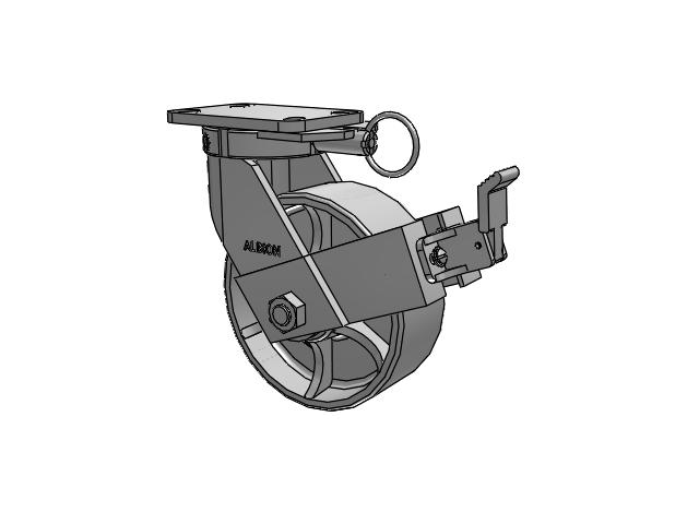 410 Series Top Plate Swivel Caster with 8 x 3 Grey Enamel CA - Cast Iron Wheel and Face Brake