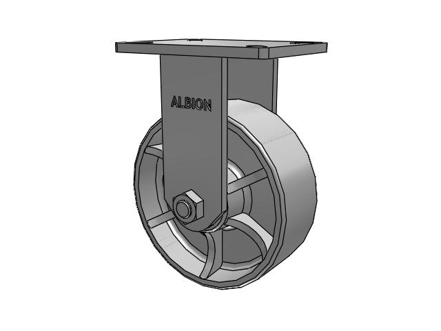 410 Series Top Plate Rigid Caster with 8 x 3 Grey Enamel CA - Cast Iron Wheel